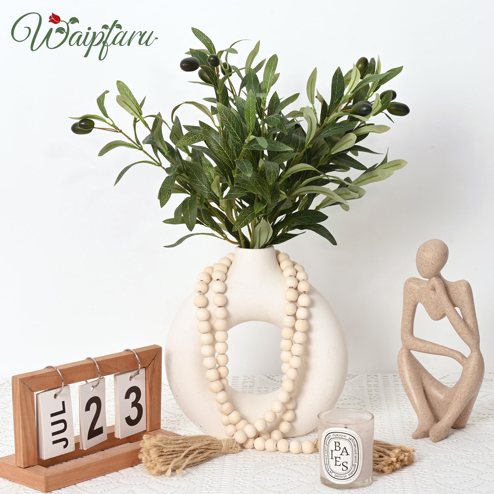 Faux Olive Branches for Vases, Olive Tree Branches with Lifelike Olives, Arti…