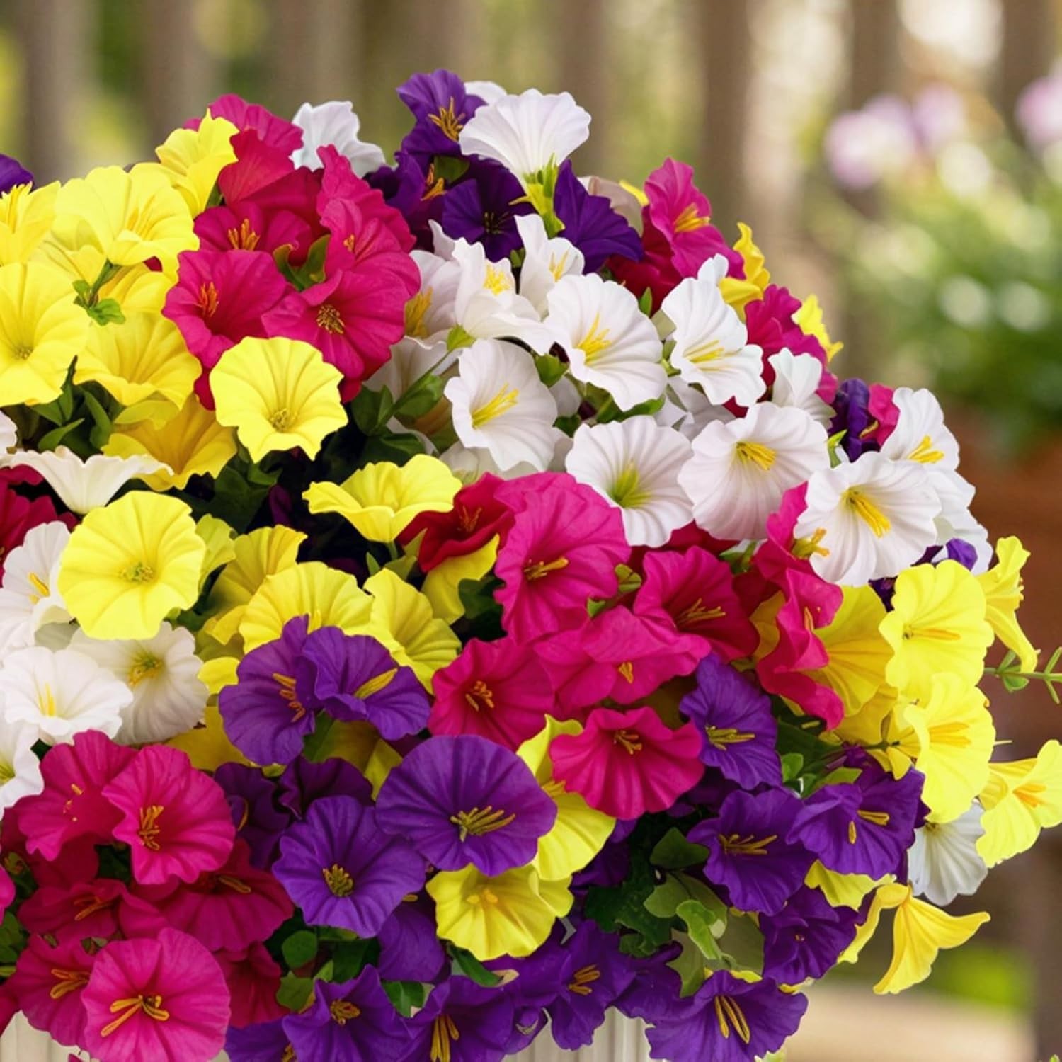 Vibrant 12-Bundle Silk Morning Glory with Eucalyptus – Indoor & Outdoor Beauty