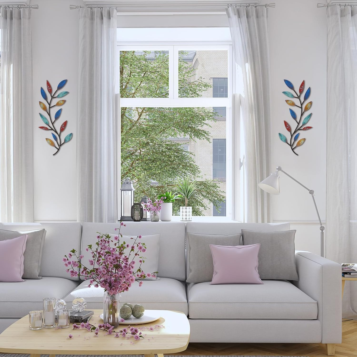 2 Pieces Metal Tree Leaf Wall Decor Vine Olive Branch Leaf Wall Art