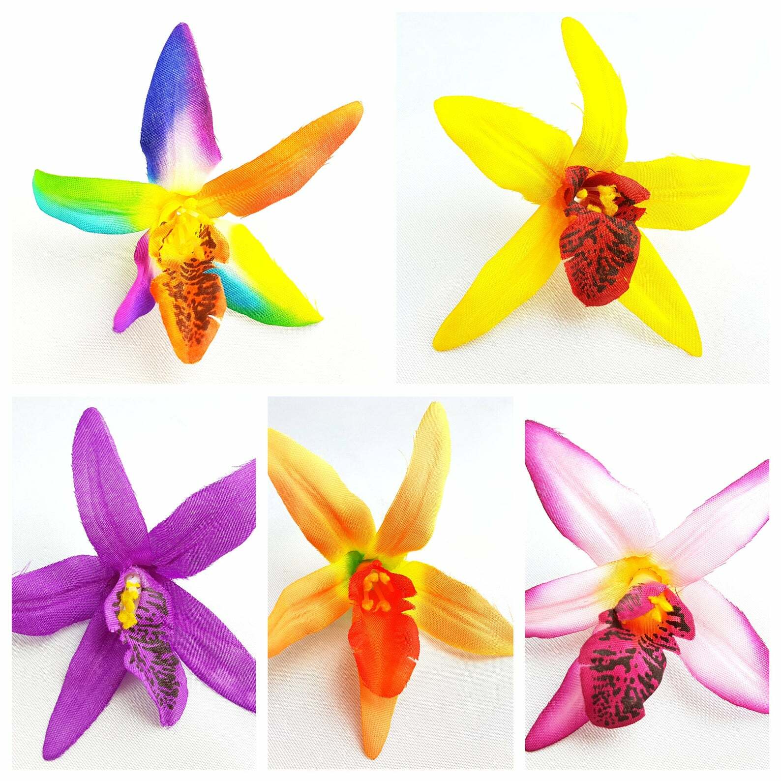 10pcs assorted orchid flower artificial flower head mix colors assorted size