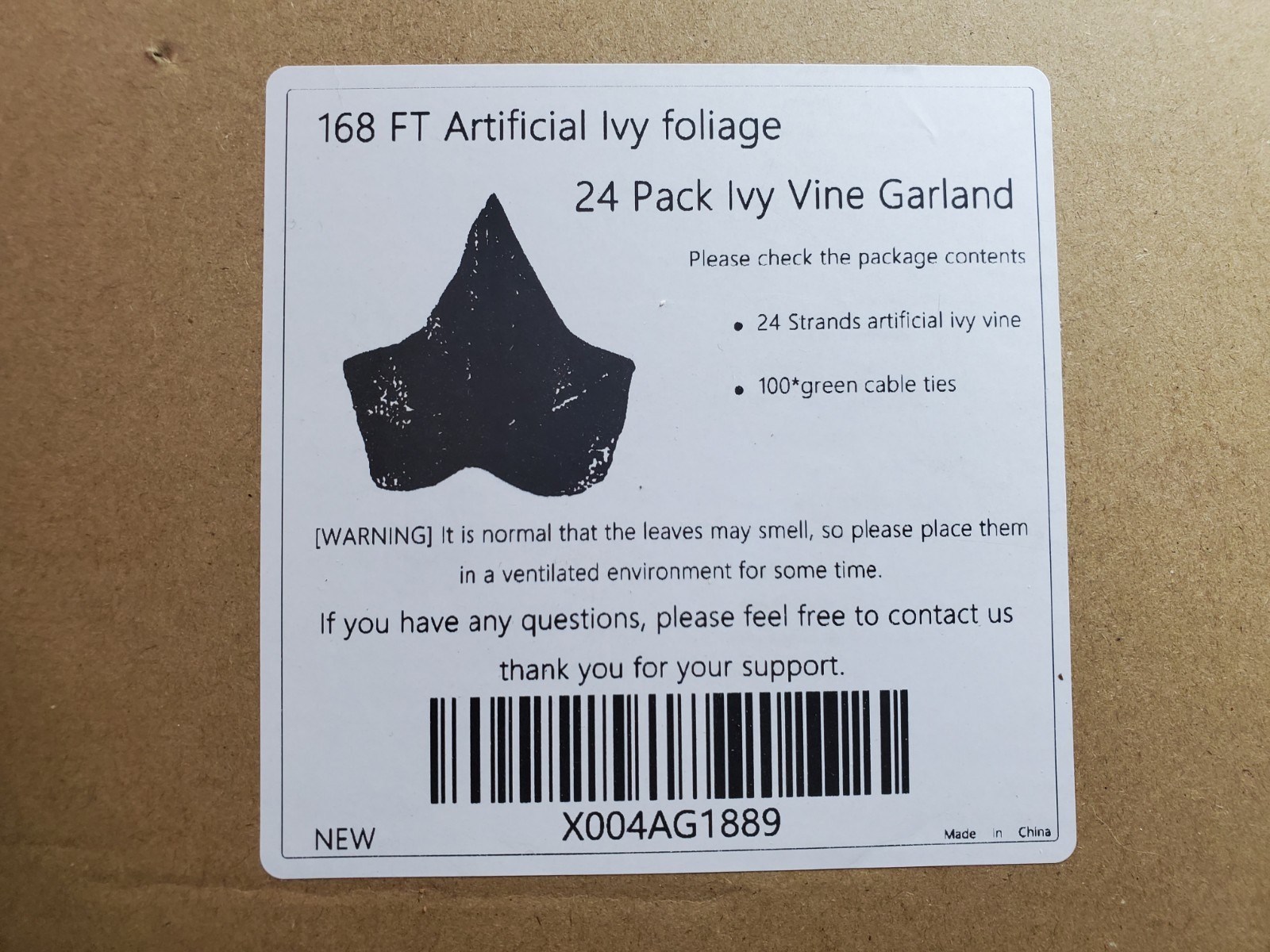24 Pack 168ft Artificial Ivy Greenery Garland Fake Sealed