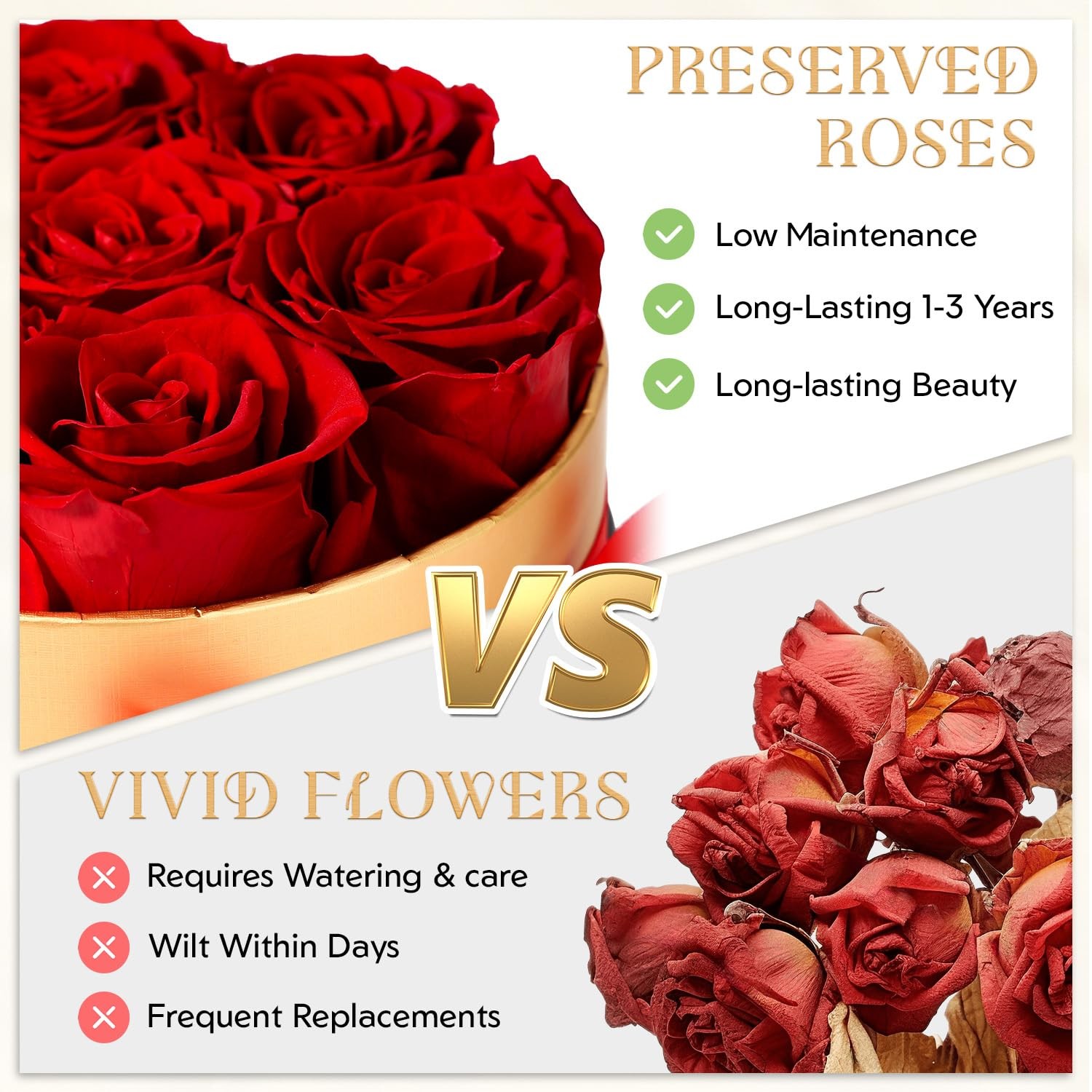 Roses Forever Flowers for Delivery – 7 Forever Preserved Roses in , Preserved…