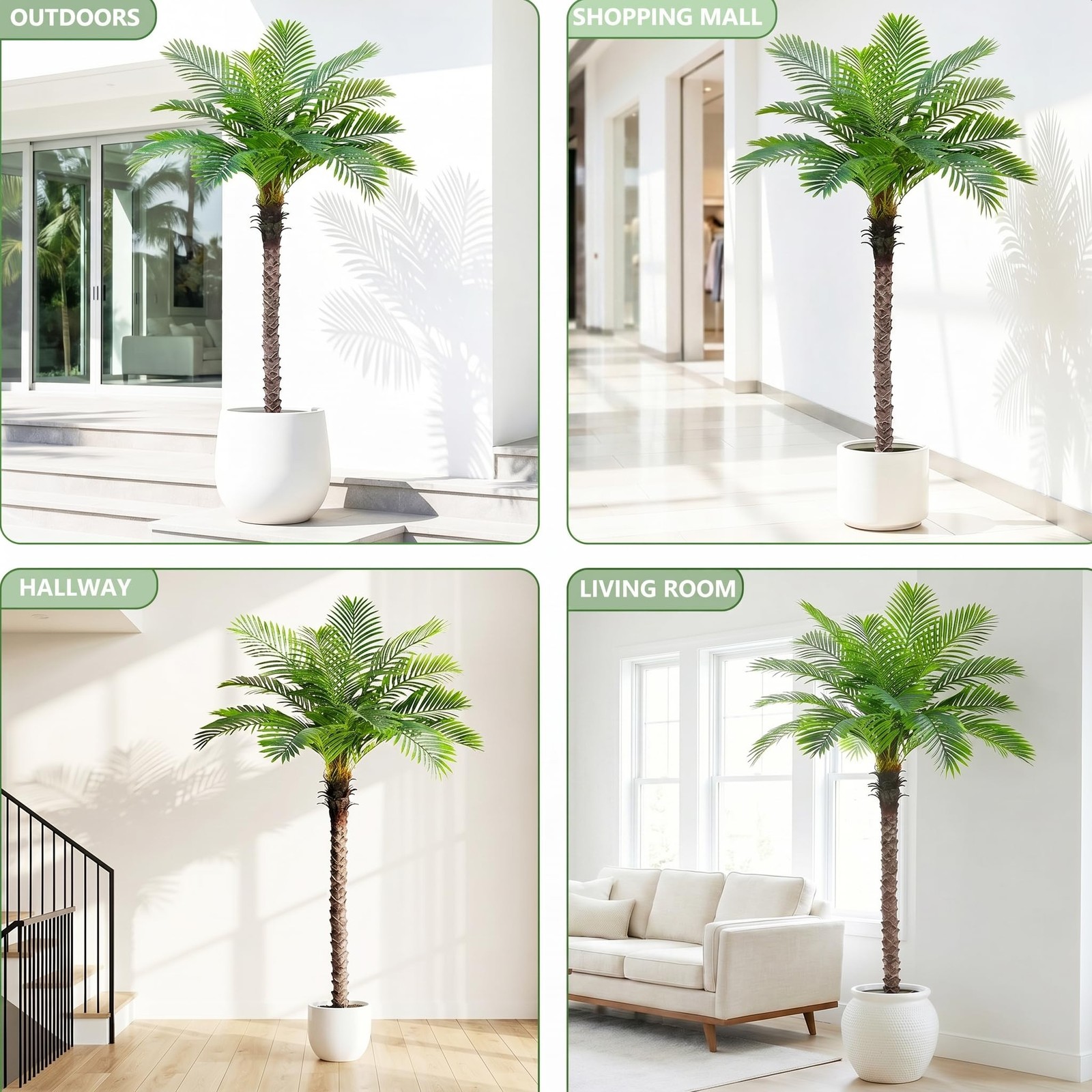 6FT Artificial Phoenix Palm Tree, Tall Tropical Fake Coconut Trees Indoor & O…