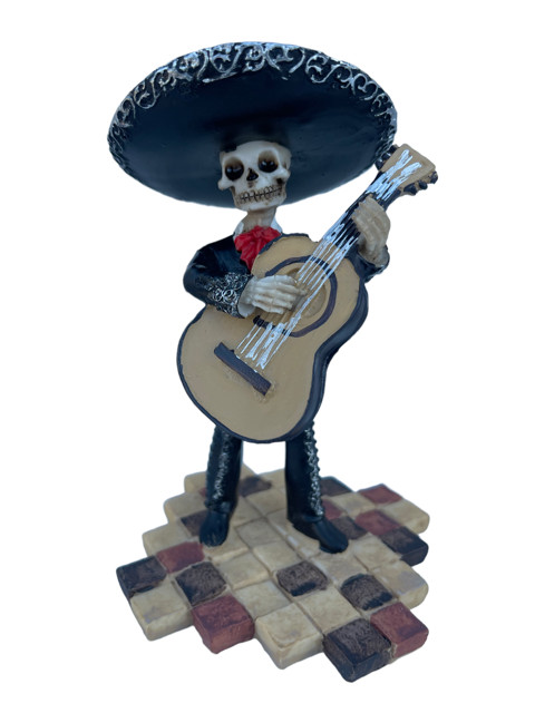 SKELETON SKULL BLACK MARIACHIS BAND STATUES FULL SET OF 7PC