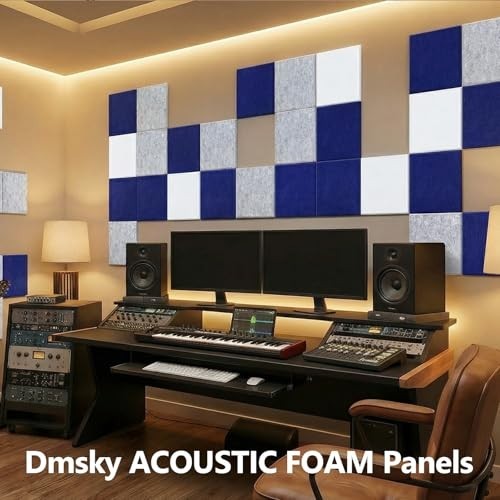 Acoustic Panels 12x12x0.4-In Polyester Sound Absorbing White 18Pk Studio