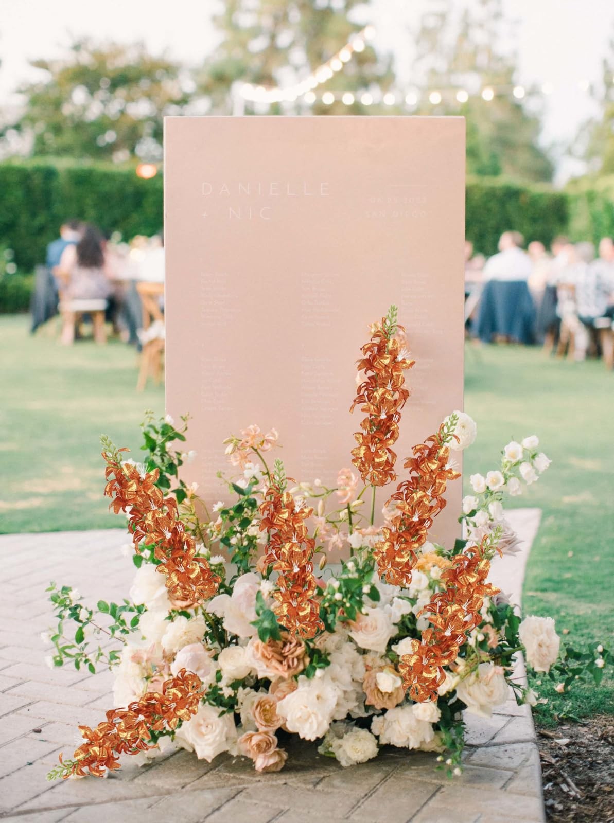 38″ Orange Glitter Delphinium Artificial Flowers, 6PCS Sparkle Metallic Silk …
