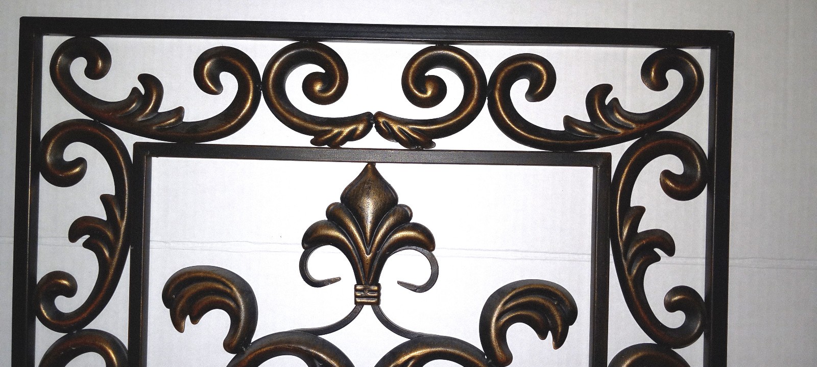 2 Antique DISTRESSED COLOR FINISH Wrought Iron FLORAL WALL DECOR PANELS 31 x 19″