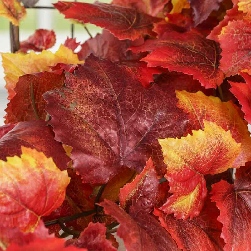 Real Touch Lifelike Rustic Autumn Harvest Artificial Orange Grape Leaf 39″ Bush