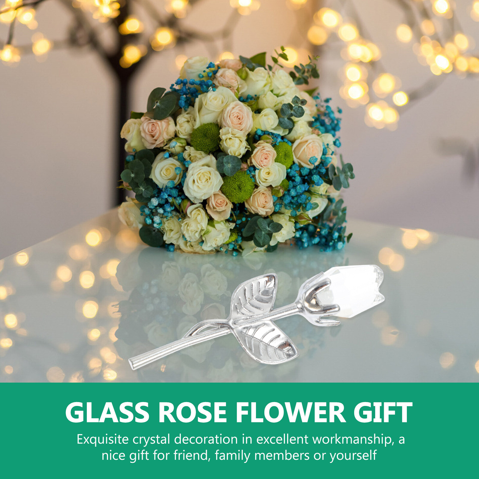 Miniature Rose Figurine Paperweight Figurine Hand Blown Adornment Wedding