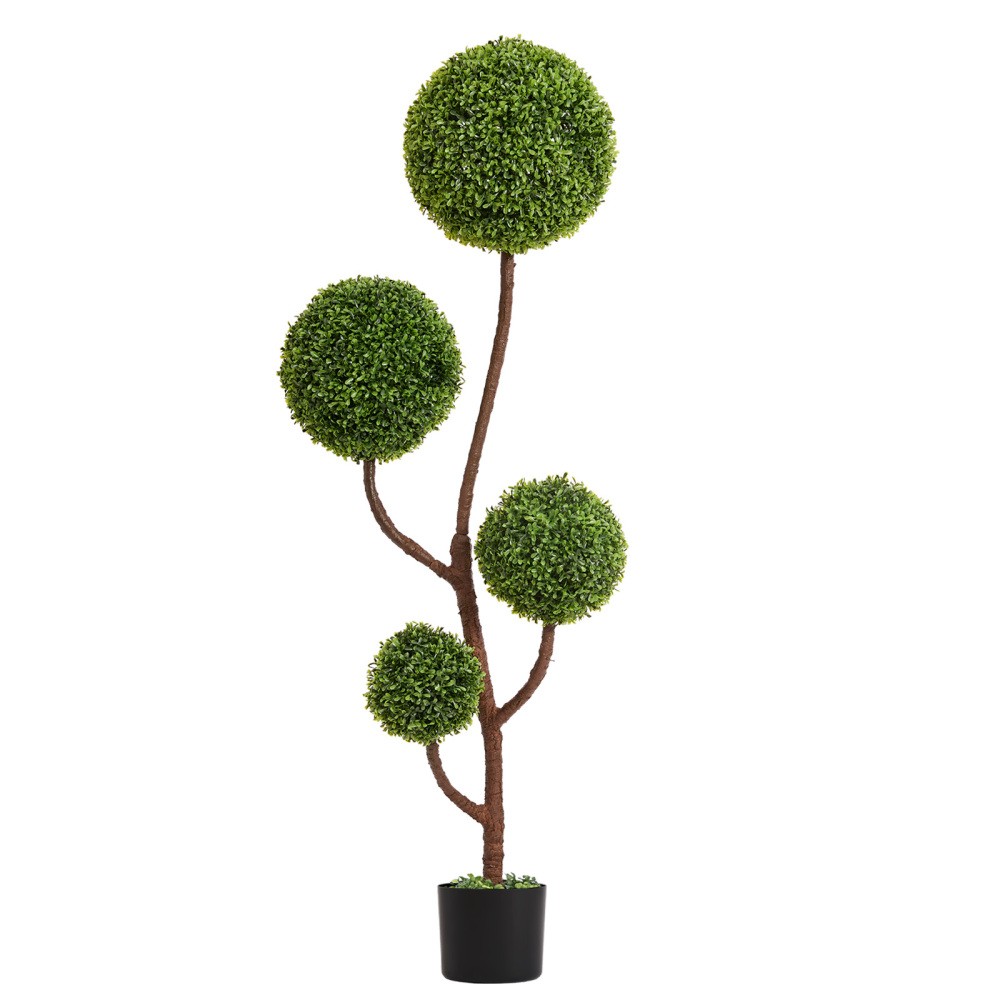 5FT Artificial Boxwood Topiary Tree, Triple Ball Shape, Indoor Outdoor Decor