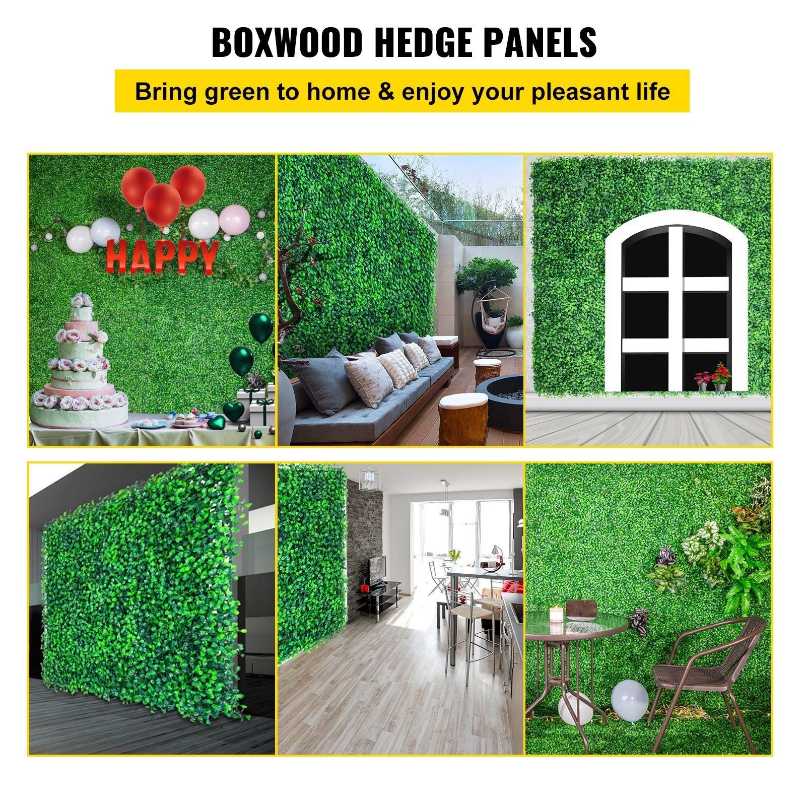 20-in x 20-in Artificial Boxwood Panels, 20PC for Garden Fence & Indoor Decor