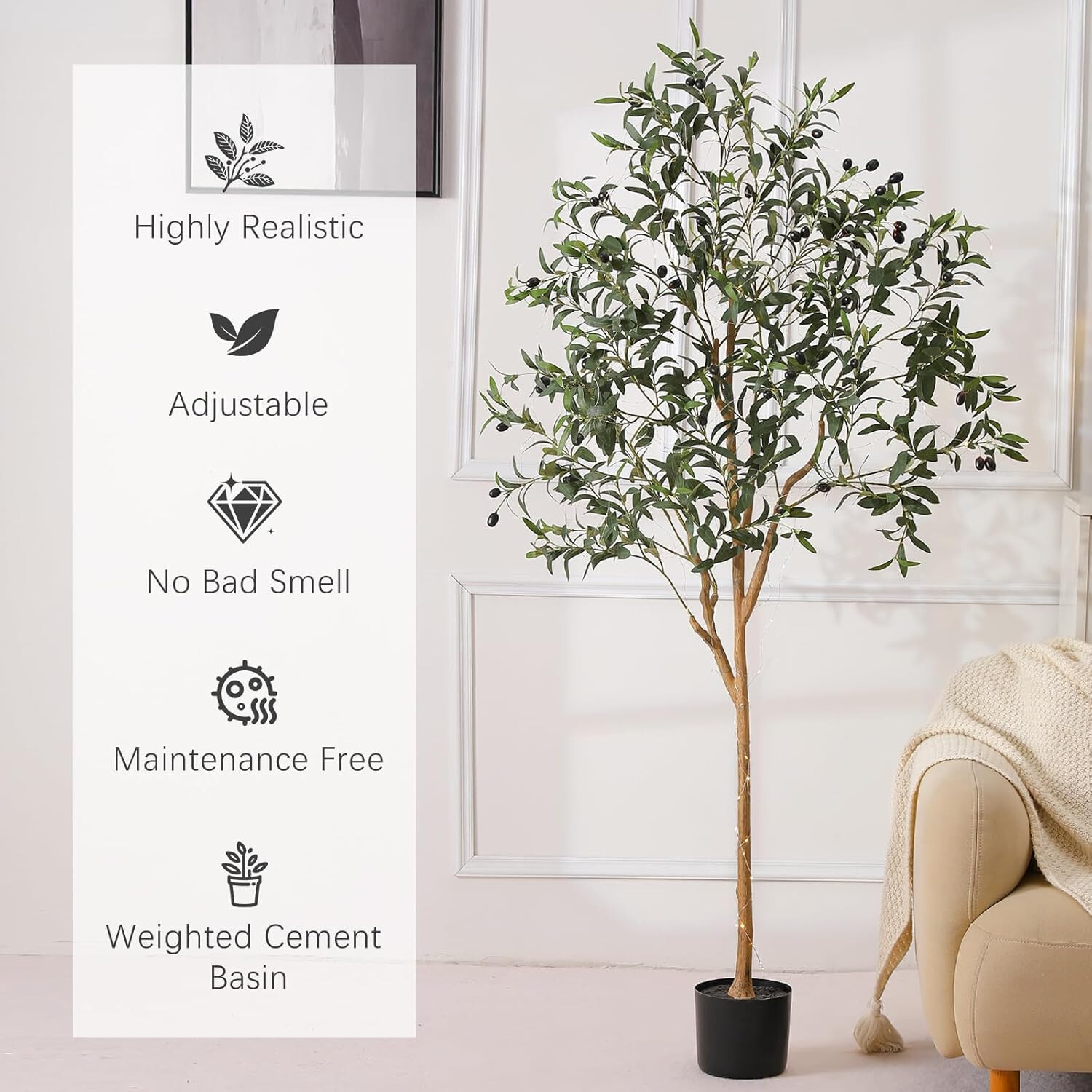 6FT Artificial Olive Leaf Tree Faux Tree Plant Indoor Outdoor Potted Plant
