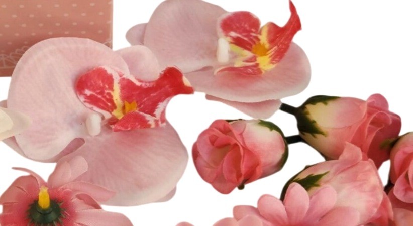 25 Pink Artificial Flower Heads for DIY Crafts – Roses, Daisies, Orchids