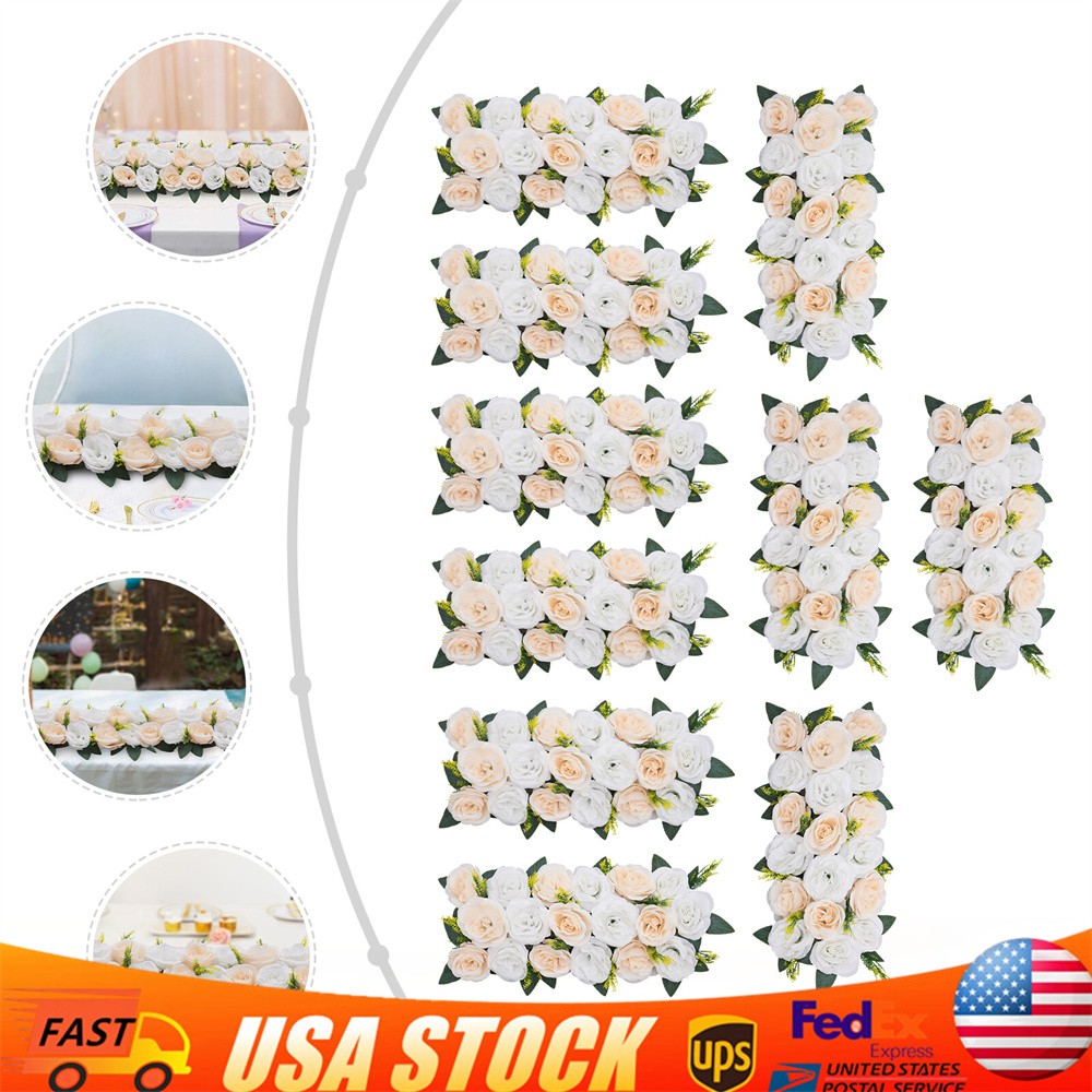 10* White Wedding Dining Table Artificial Rose Flower Centerpieces 50*25 cm