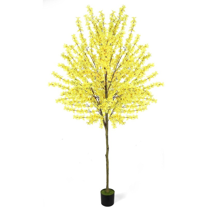 6FT Tall Artificial Winter Jasmine Tree, Fake Tree for Home Office Decor, Yellow