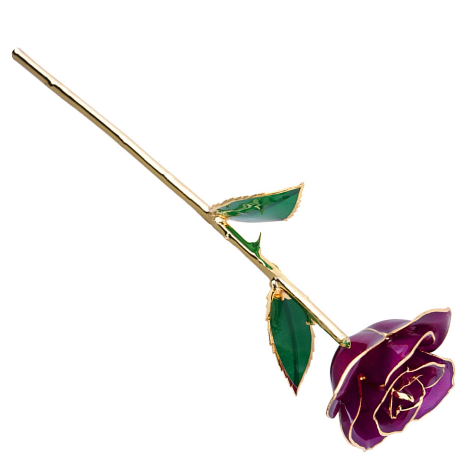 Real Purple Rose 24K Gold Dipped Preserved Flower Gifts With Stand For