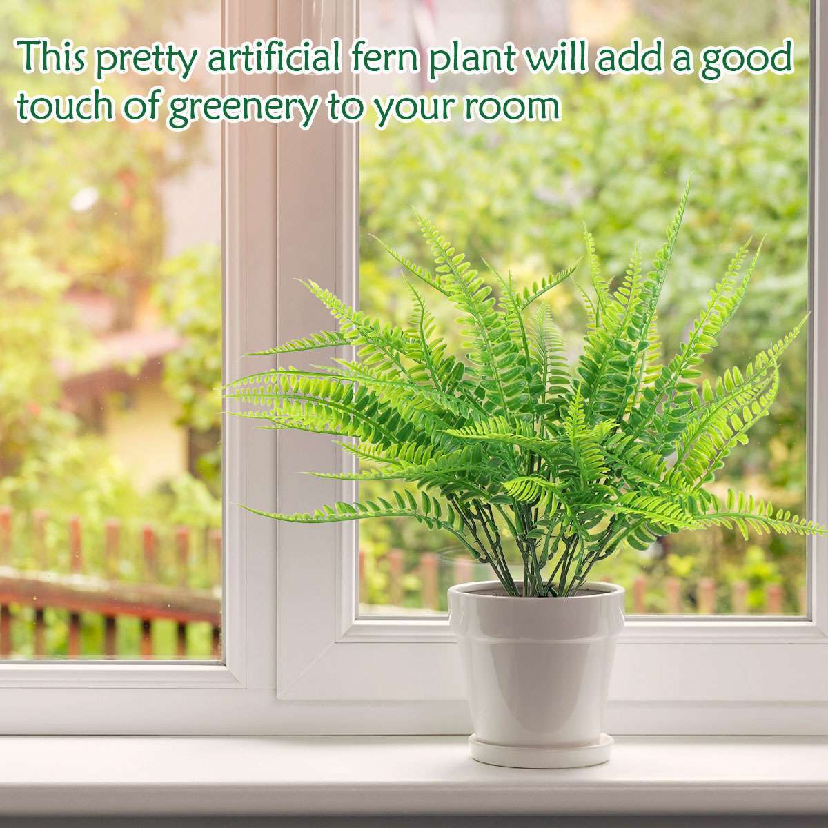 6Pcs Artificial Fake Boston Fern Plant Bush Shrub Greenery Outdoor Home Decor