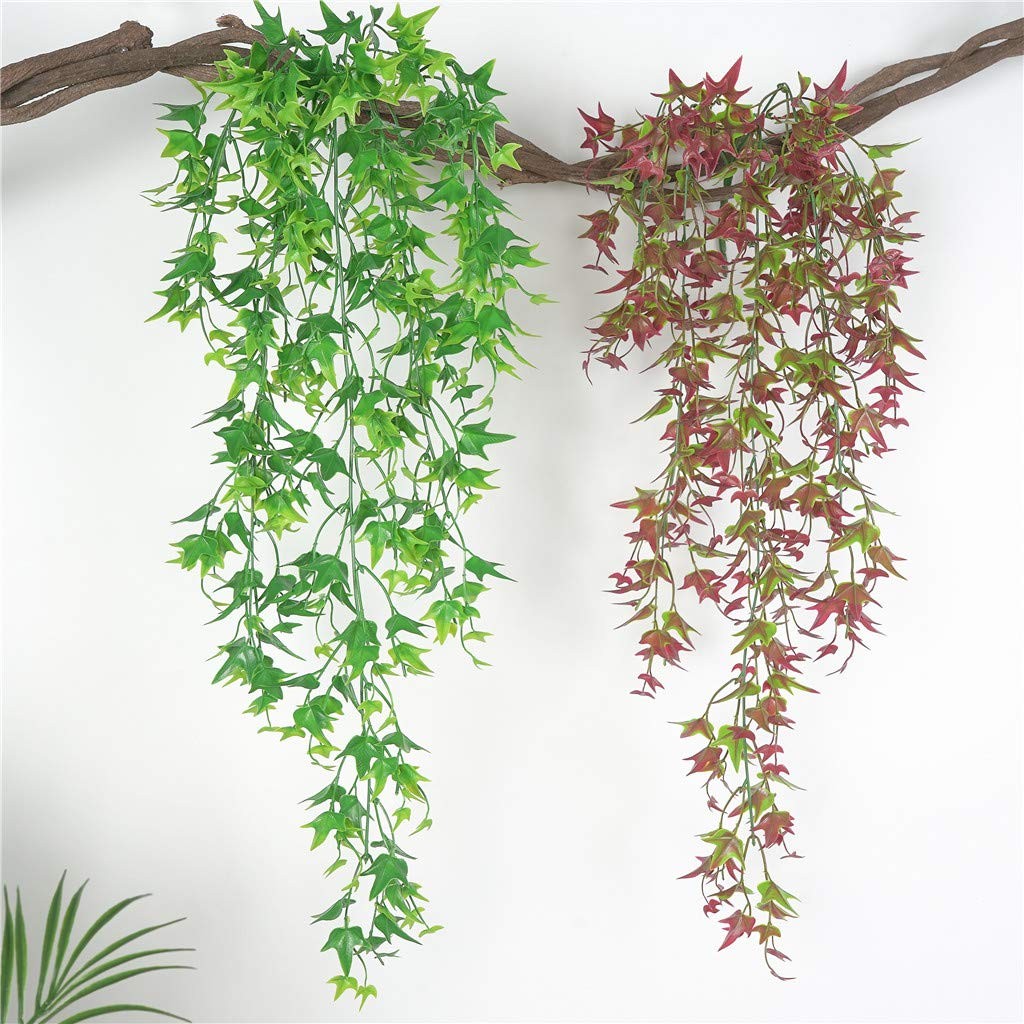 Artificial Hanging Vines, Fake Vine Plastic Plants Sweet Potato Leaves Ivy UV…