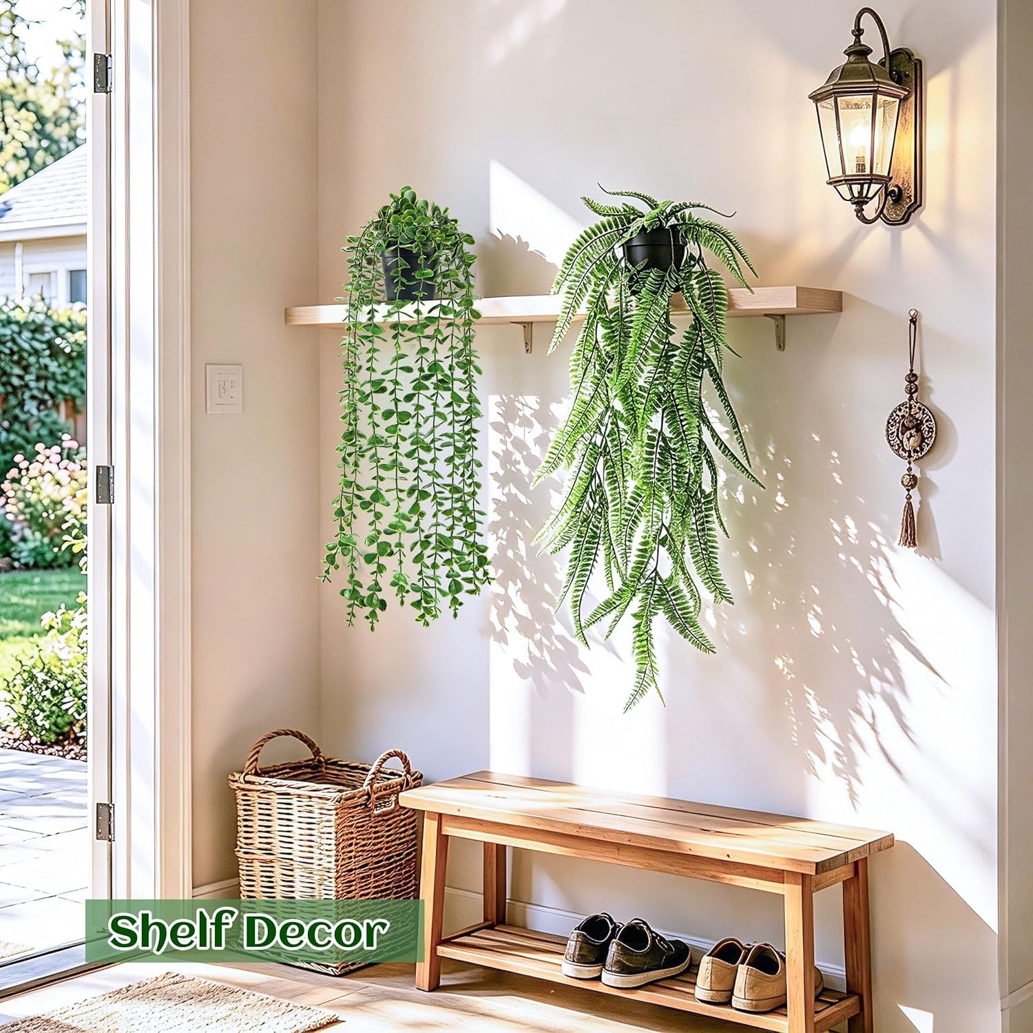 Artificial Hanging Plants Faux Ivy Vine Indoor Outdoor Boho Home Wall Decor