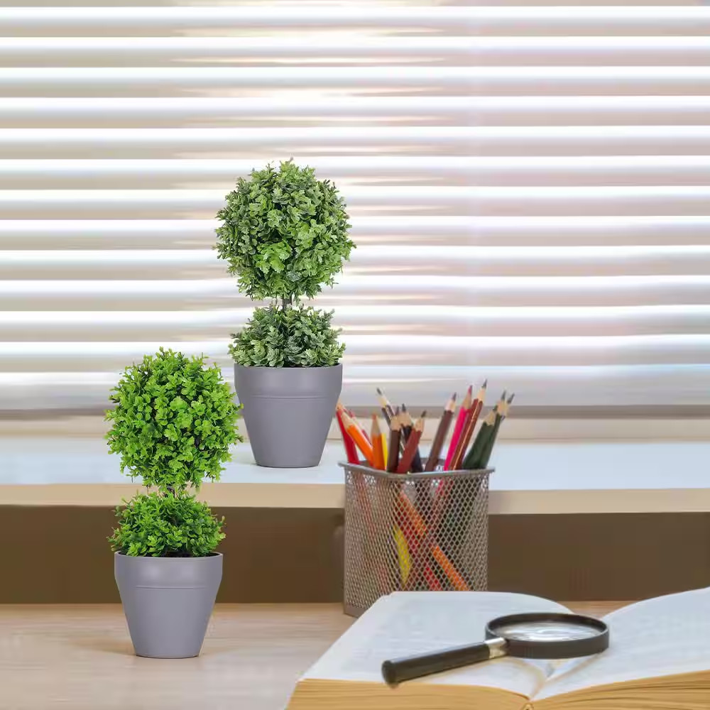 2 Pot 9 In. Green Artificial Mini Tree Grass Home Decoration