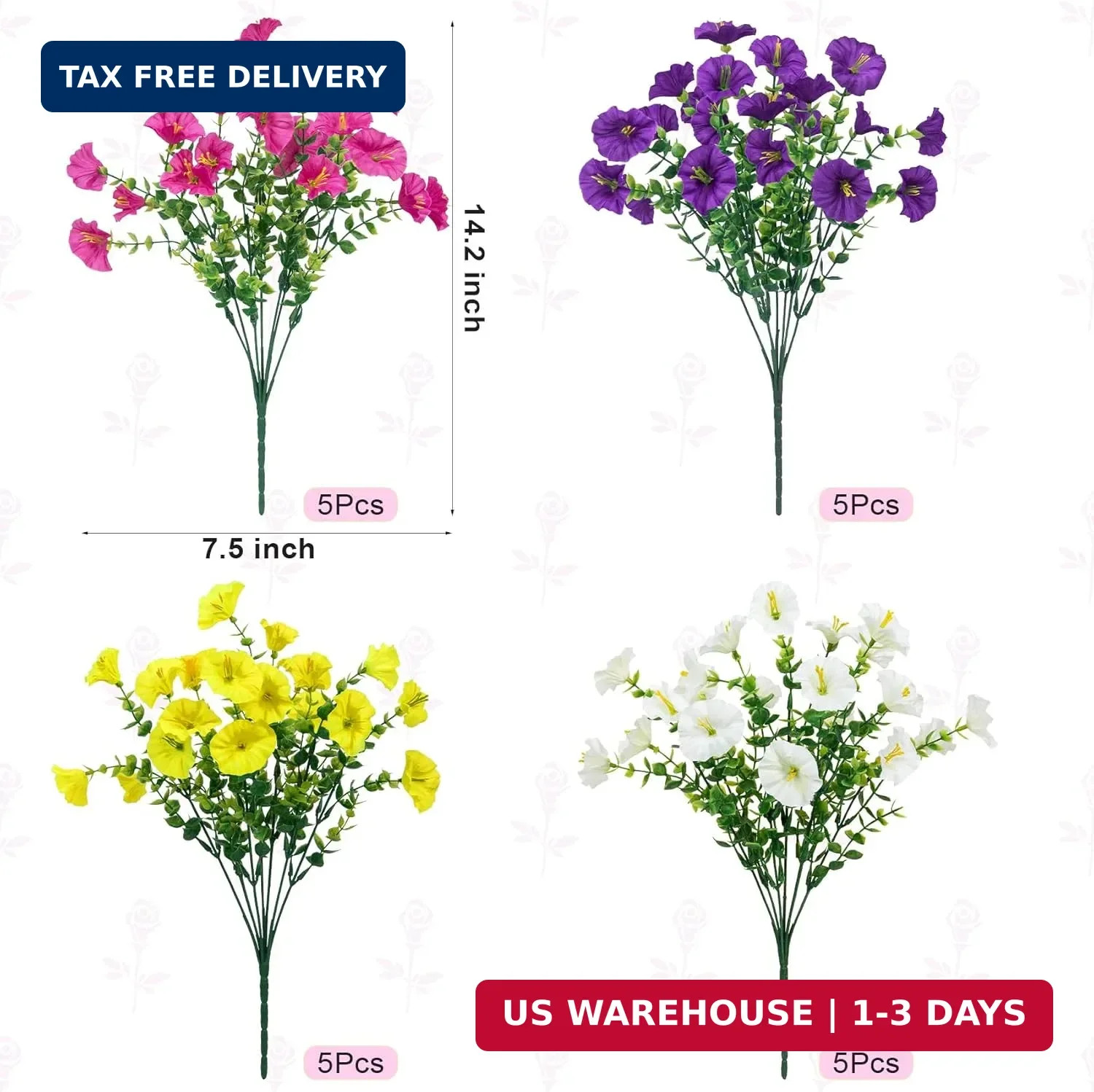 Bassion Artificial Flowers for Outdoors,20 Bundles Silk Fake FlowersUV Resistant