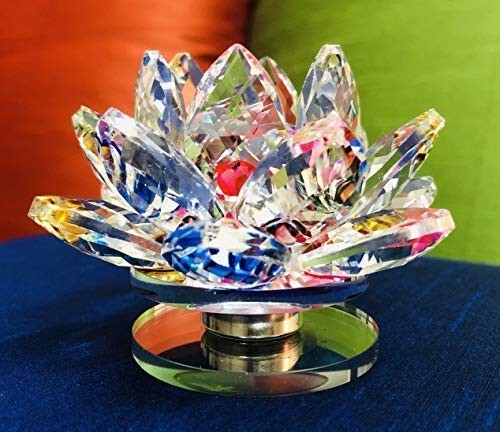 Home Decor Items Positive Energy fengshui Crystal Lotus Flower 8.5 X 8.5 X 5 CM