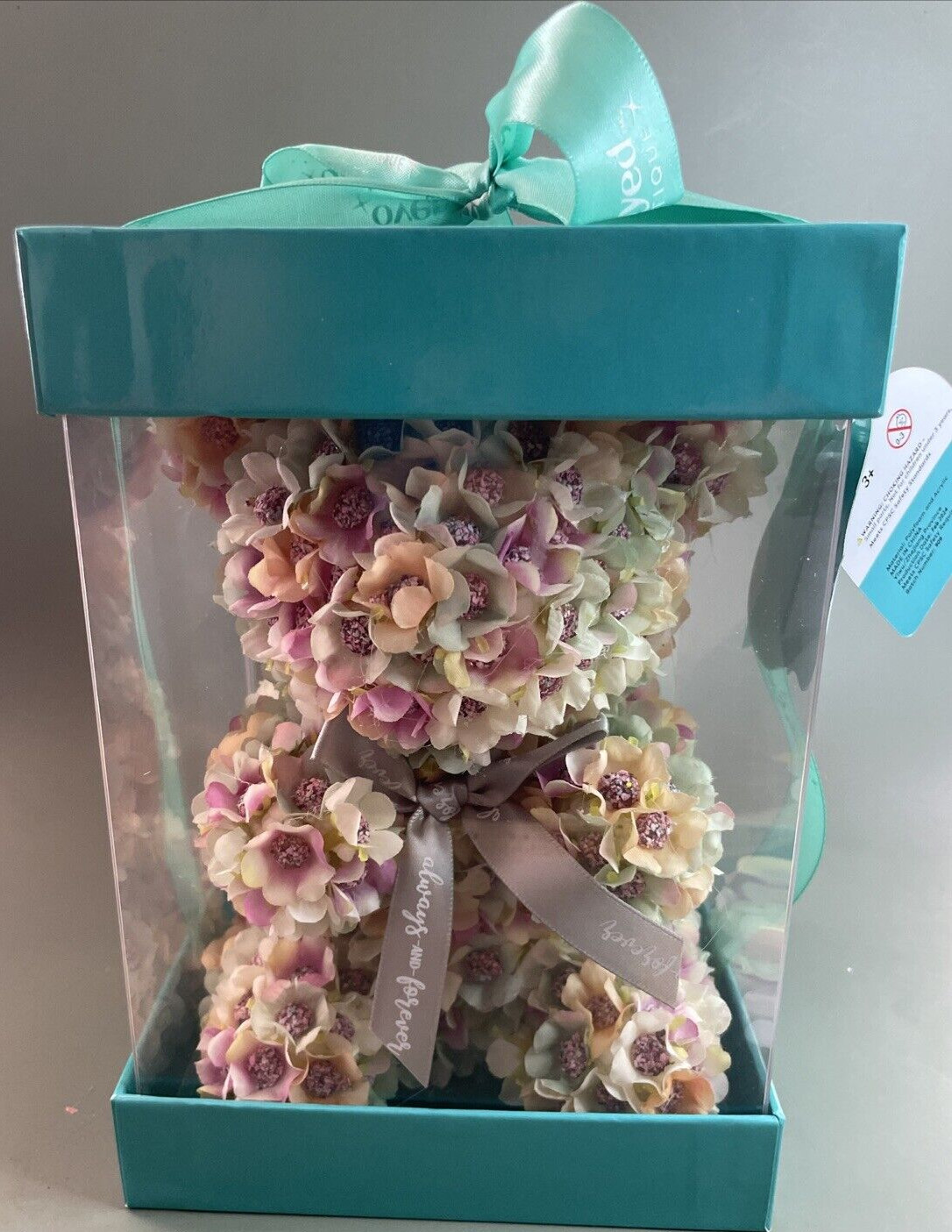 Overjoyed Boutique Artificial Silk Flower Pastel Multicolor Bear Boxed