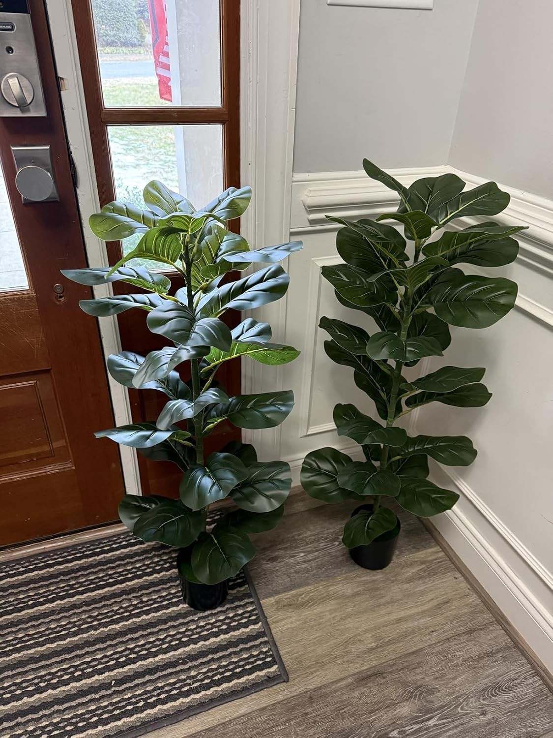 2 Pack Faux Fiddle Leaf Fig Tree – 40″ Fake Tree with Black Planter & Artificial