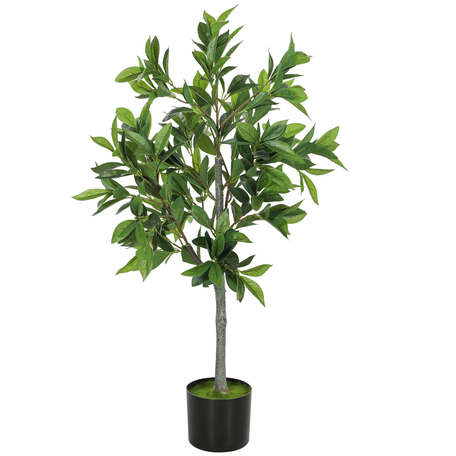 HOMCOM Potted Fake Plant with 345 PEVA Leaves, Lifelike Laurel Tree, Green