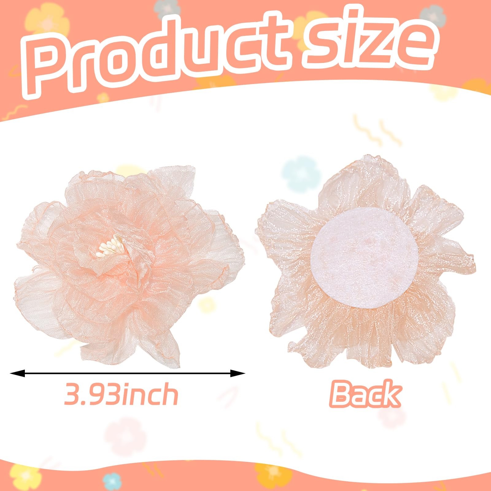 Khaki Pink Organza Flowers 10pcs 3D Shape Flower Sew On Fabric Ribbon Flower …