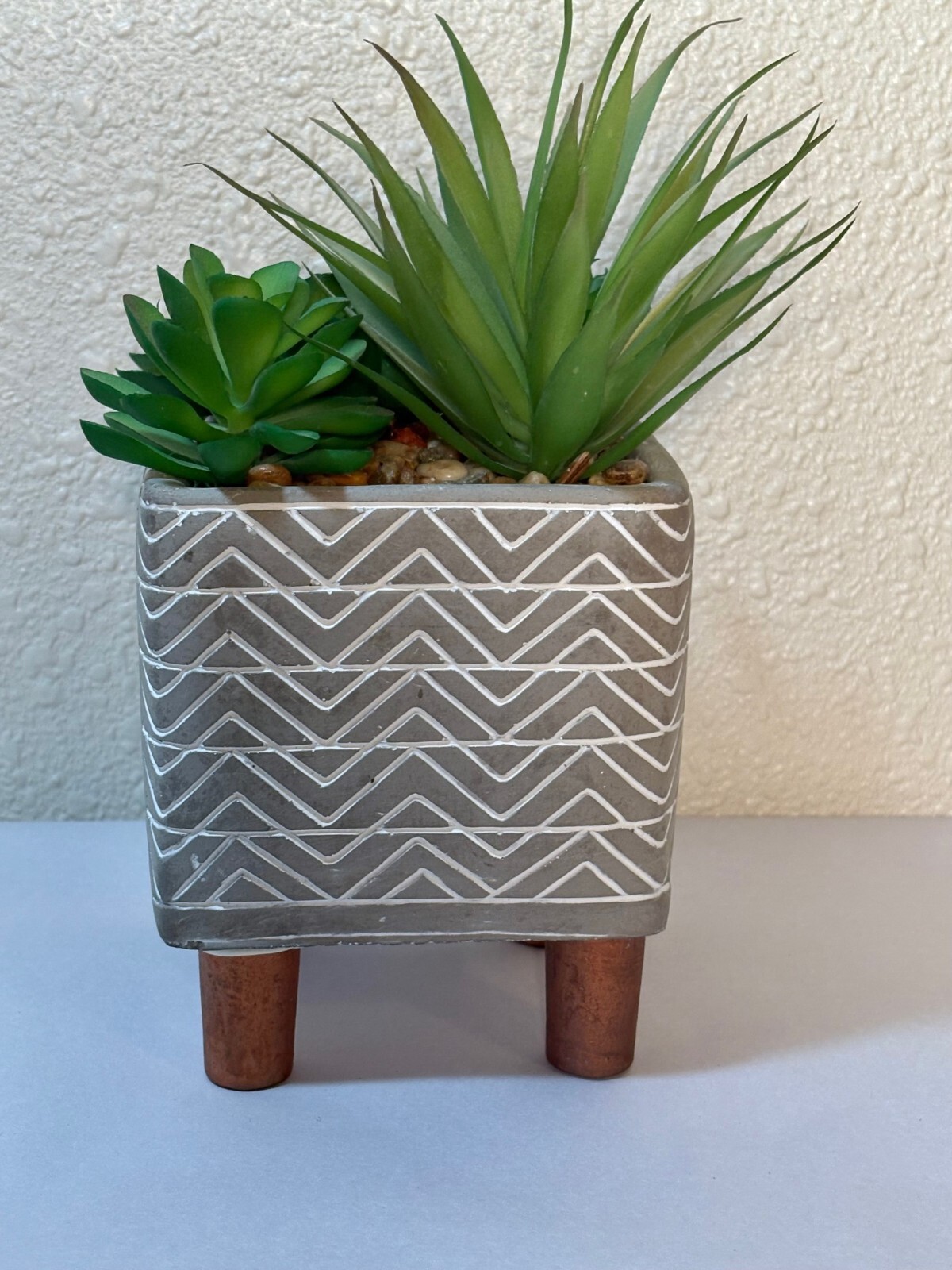 4.25″ Sq Footed Ceramic Pot Artificial Succulents