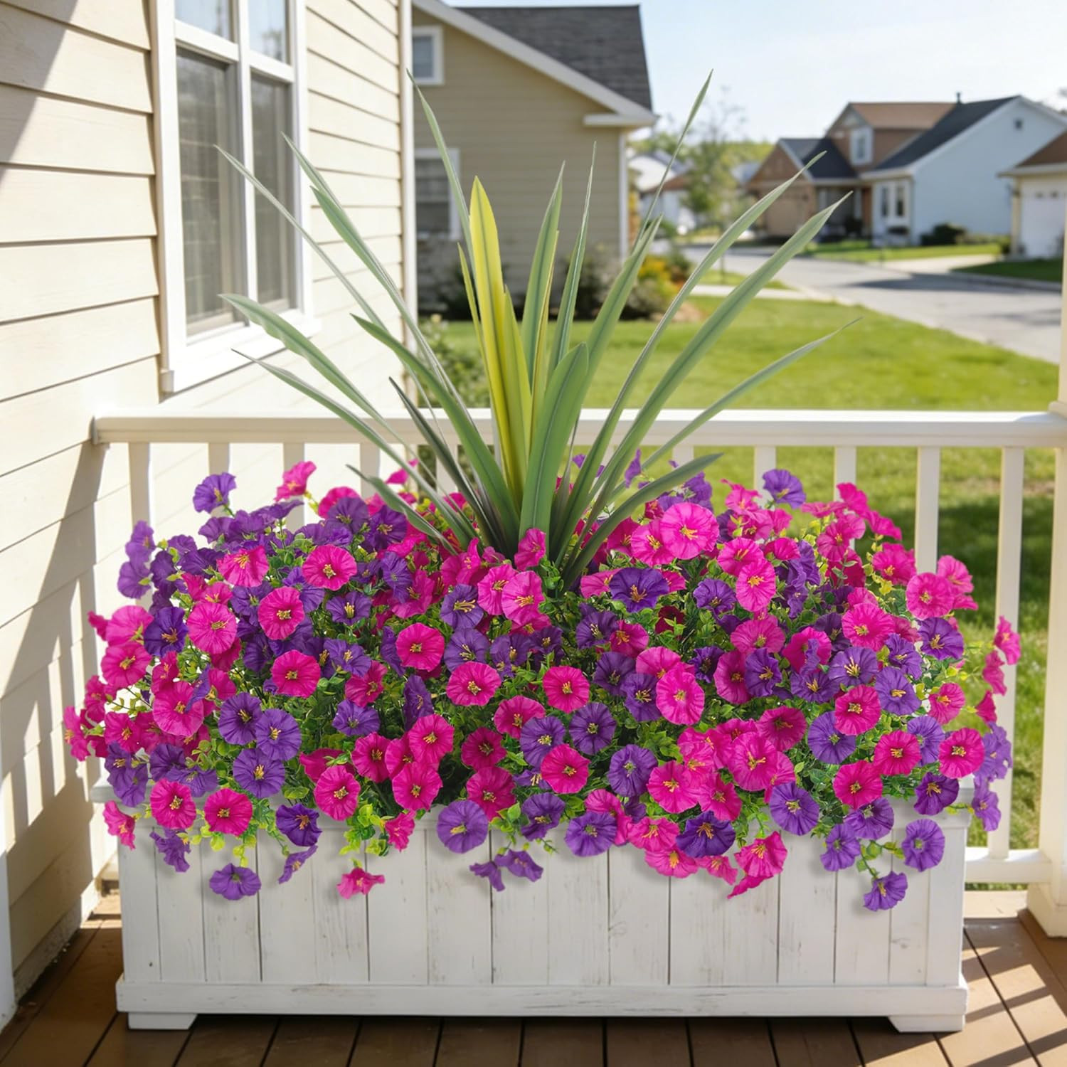 Artificial Flowers for Outdoors Fake Plants Outside, 12 Bundles Silk Morning Glo