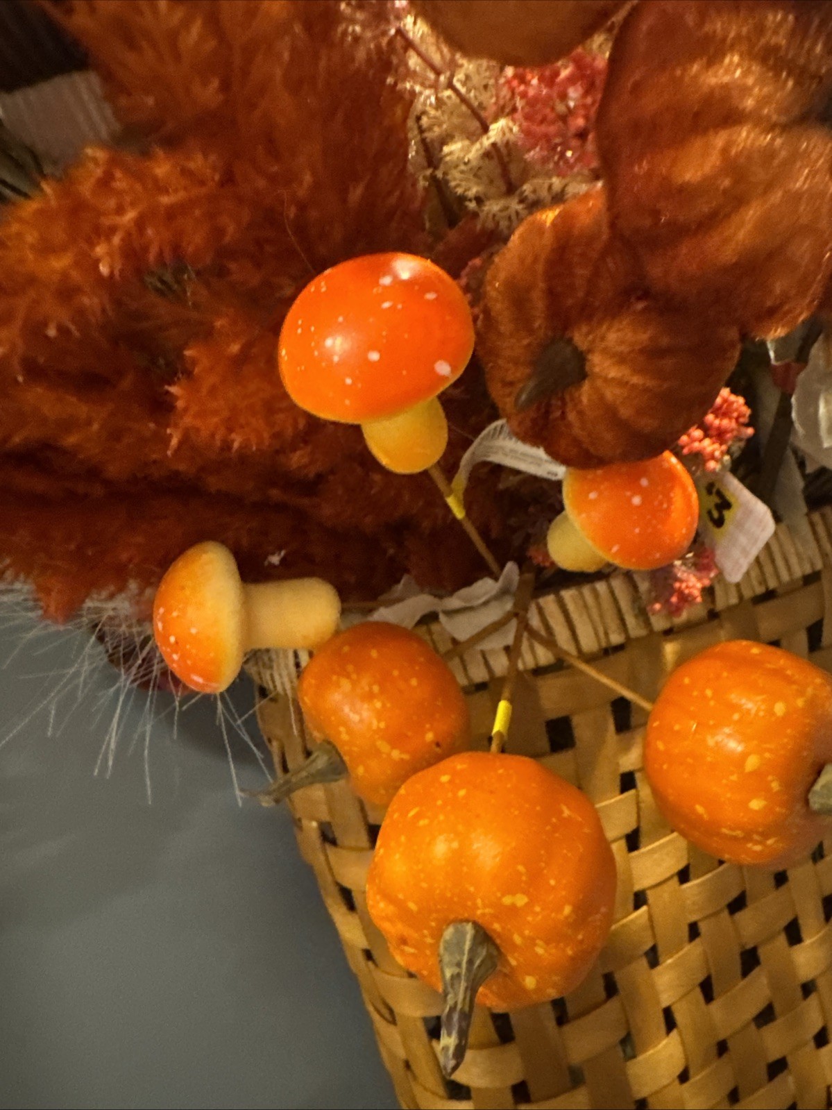 Large Fall Wedding Fake Flower Lot 38 Bunches W Mushrooms Pumpkins Autumn Basket