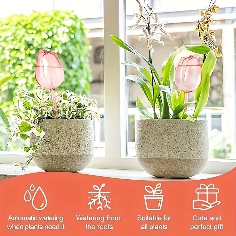 Pink Tulip Auto Plant Watering Balls Indoor Outdoor Dripper