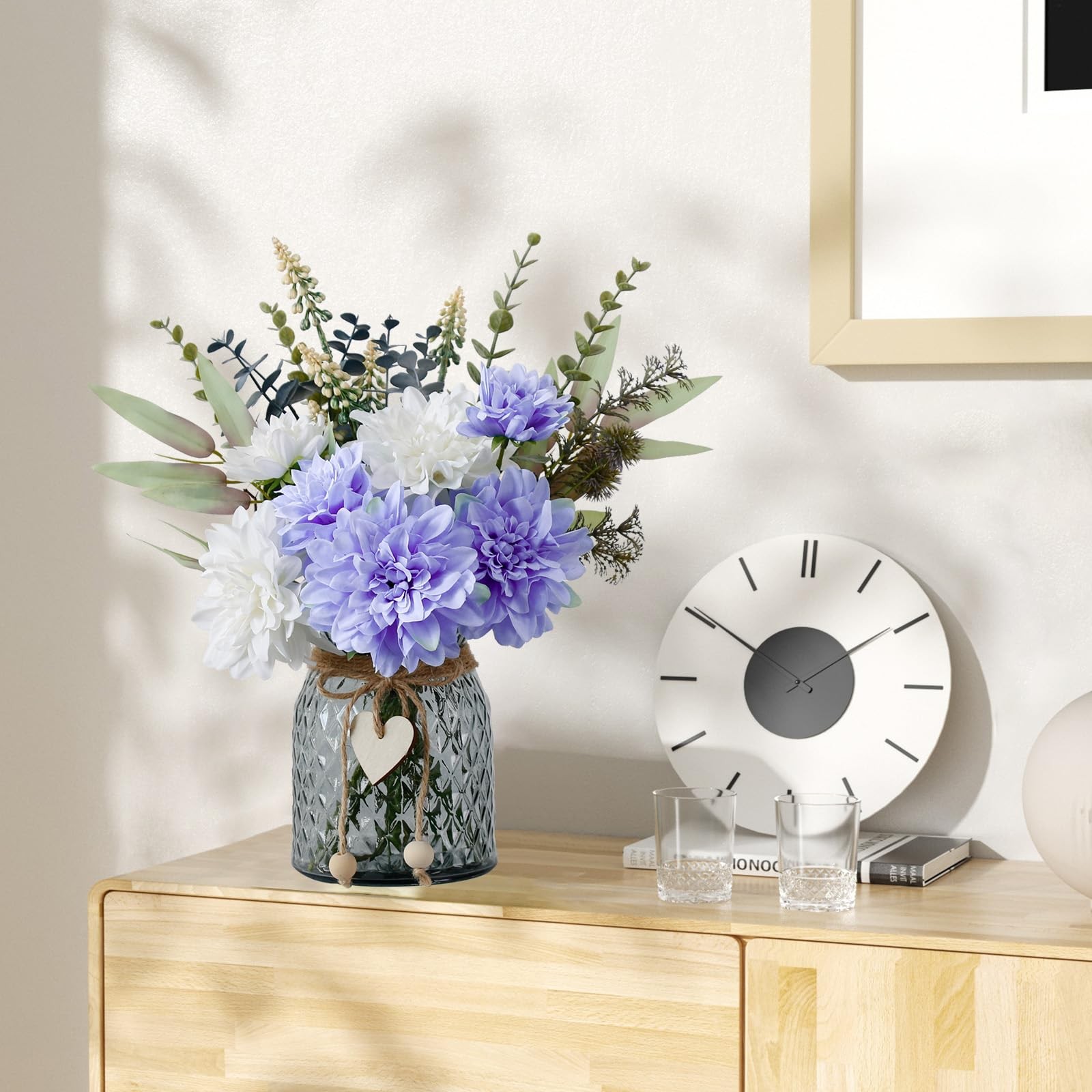Fake Artificial Flowers In Vase Table Centerpieces Dining Room Decor