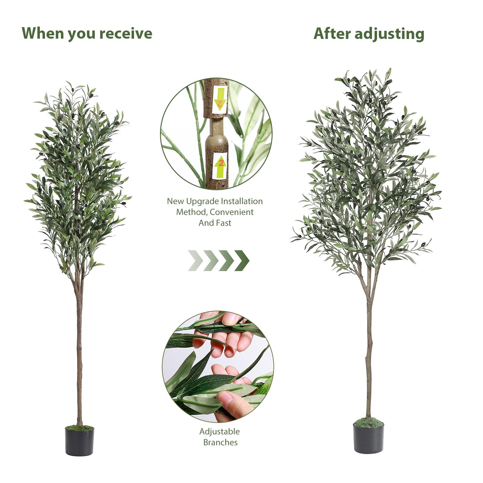 6ft Olive Tree Artificial Indoor, Fake Tree Potted Faux Olive Trees with Life…