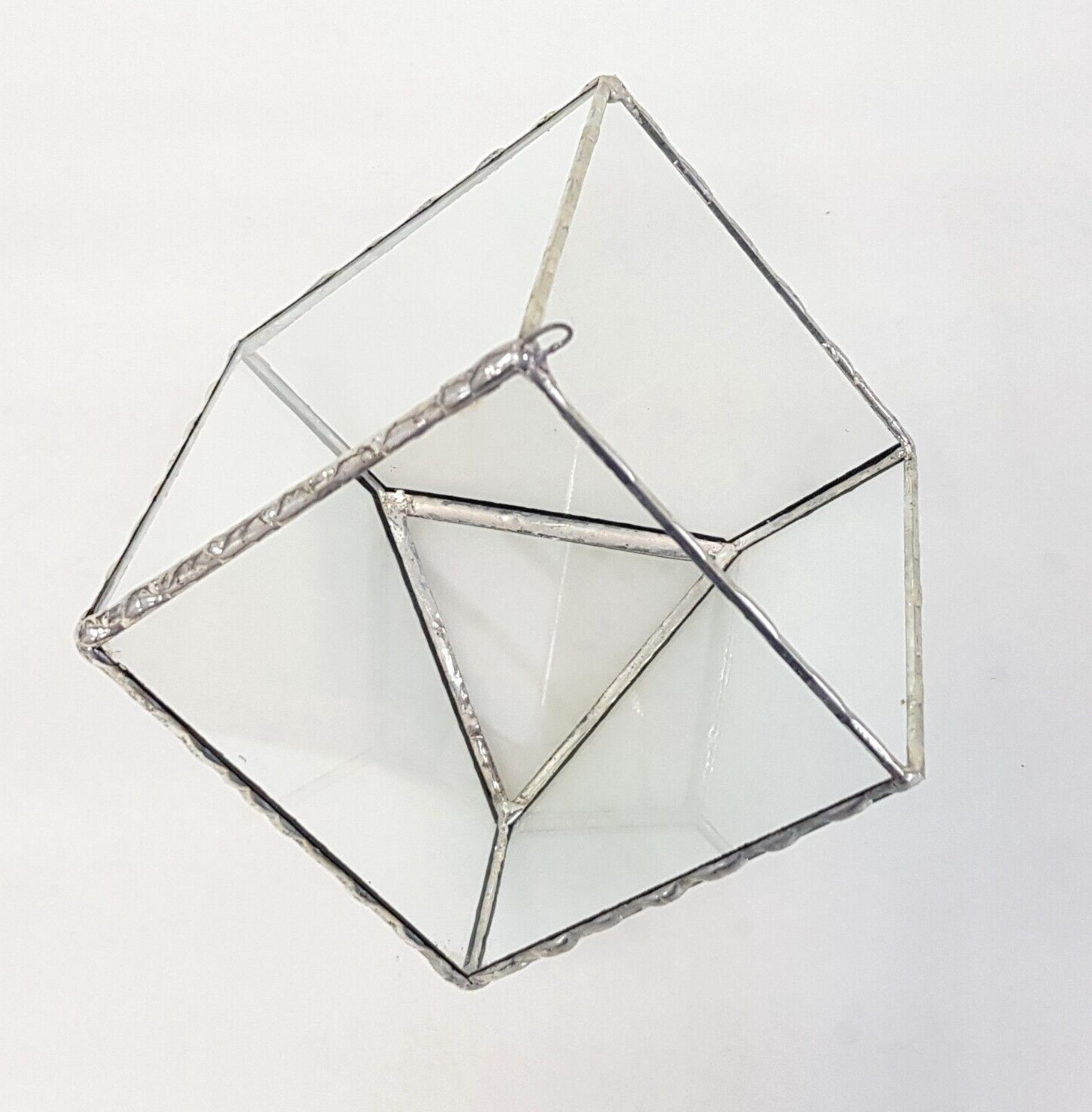 Stained Glass Terrarium Cube Geometric Transparent 2 mm Planter For Indoor
