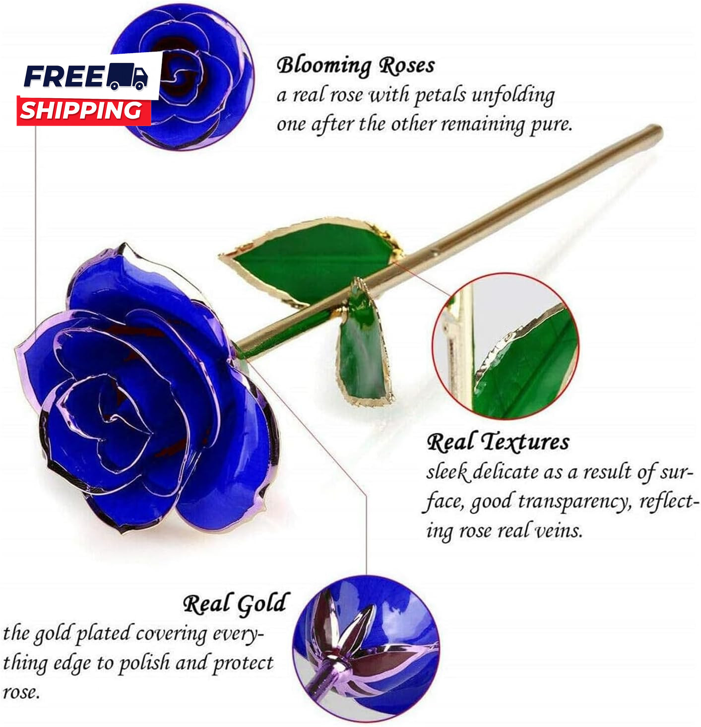 Gold Rose Real Rose Dipped in 24K Gold Preserved Rose Flower Golden Dipped Rose