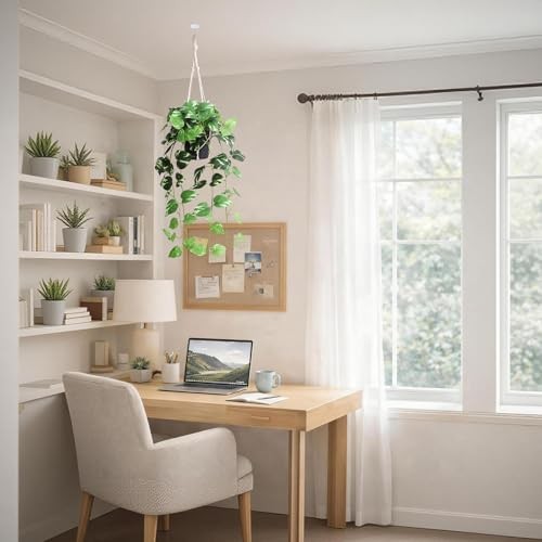 Fake Pothos Hanging Plants – Artificial Hanging Plant with Green and Golden