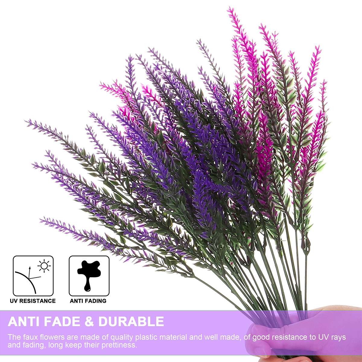 4pcs Artificial Lavender Flowers Fake Bouquet UV Resistant for Home Garden Decor