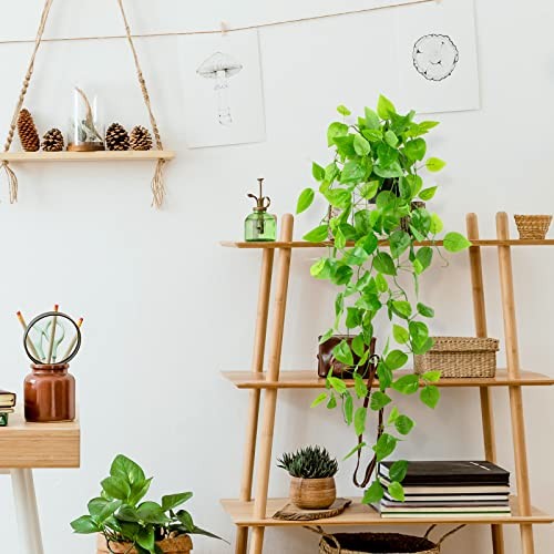 LOYWREE Small Fake Hanging Plant Artificial Potted Plants for 1Pack Pothos