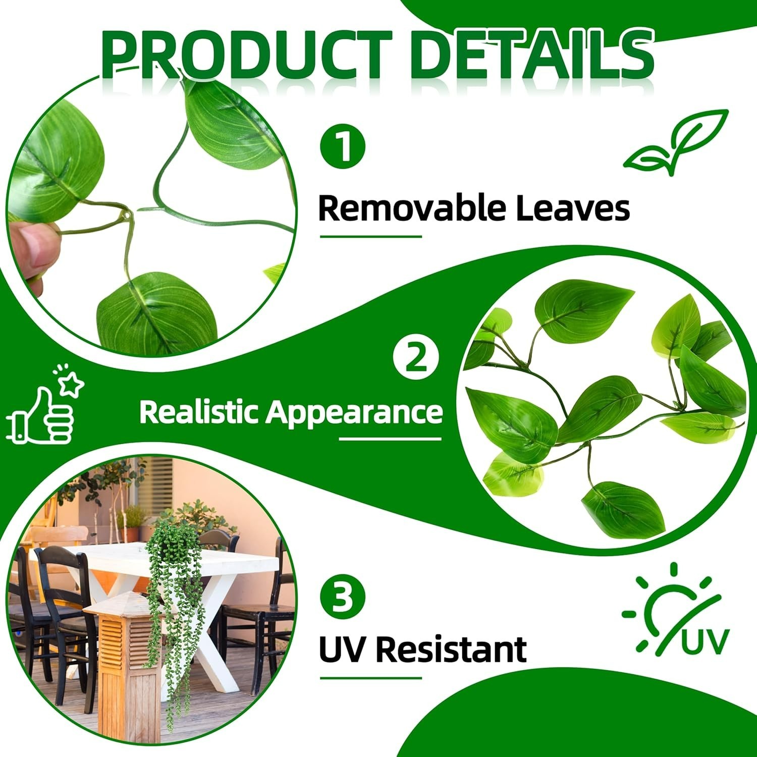 Stylish 4 Pack Fake Potted Plants – Mandala Vine & Pearl String for Home Decor