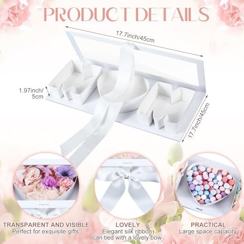 6 Pcs Flower Gift Box Set – Letter Shaped Fillable Cardboard for Mother’s Day, D