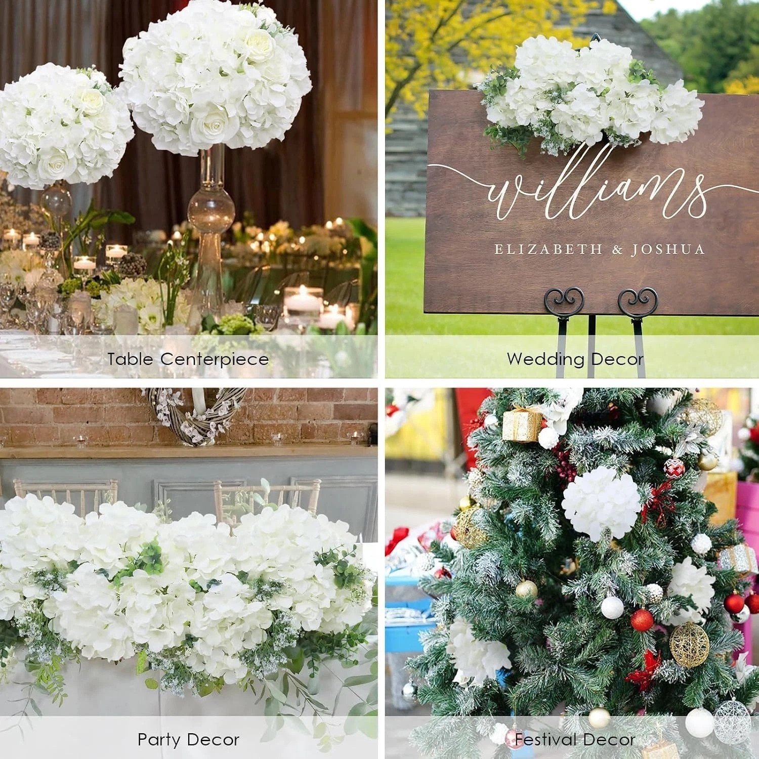 65pcs White Flowers Hydrangea Artificial Flowers Bulk Ivory White Fake Flower…