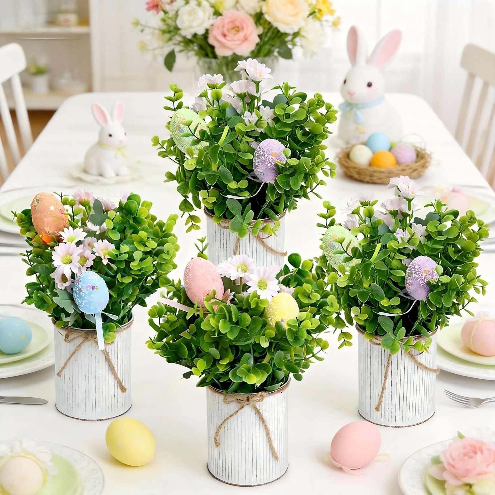 DIYDOFUN Spring Easter Table Decorations Centerpieces – Set of 6 PreMade Eggs…