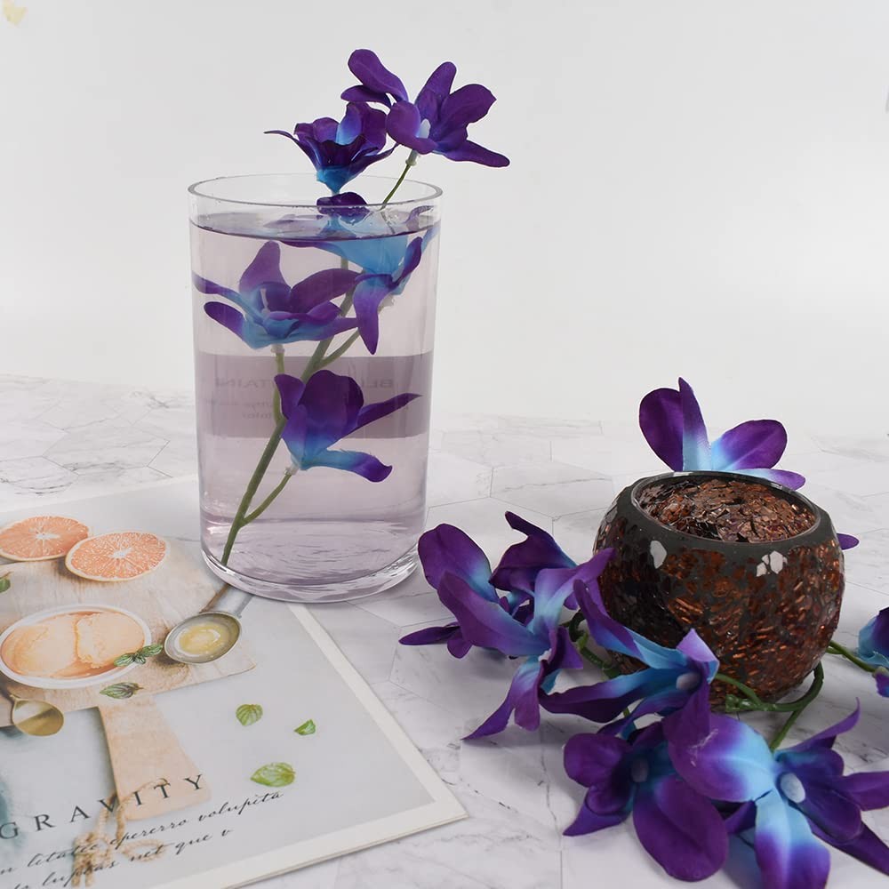 Artificial Orchid Flowers Purple Blue Faux Flowers Vase Fillers for Floating …