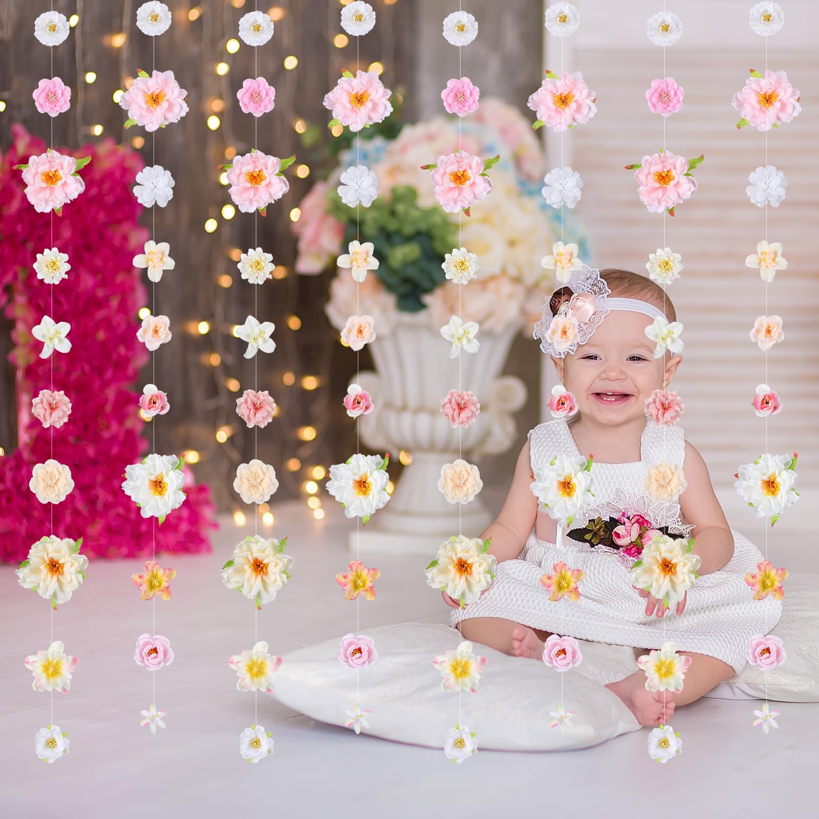 12 Pcs 79.2 ft Artificial Flower Garland Hanging Decorations Fake Floating Fl…