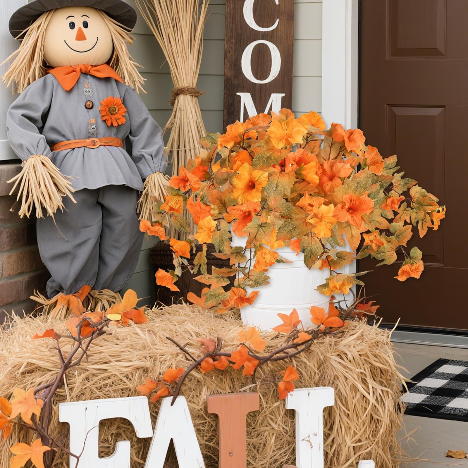 2PCS Artificial Fall Flowers for Outdoor Fall Decorations for Home Fake Petun…