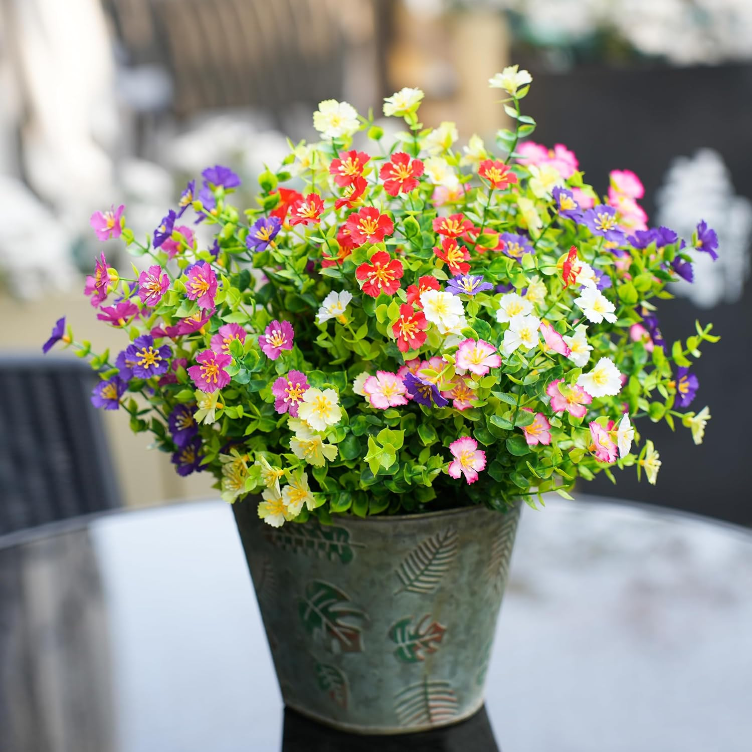 Der Rose 24 Bundles Fake Flowers Artificial Dasiy Faux Flowers Bulk for Outdoor