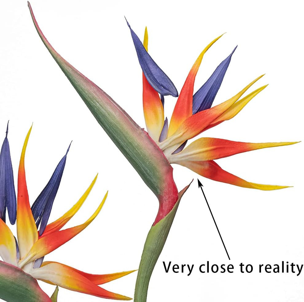 Artificial Flowers Bird of Paradise 37” Large Latex Fake Greenery Plants Long S